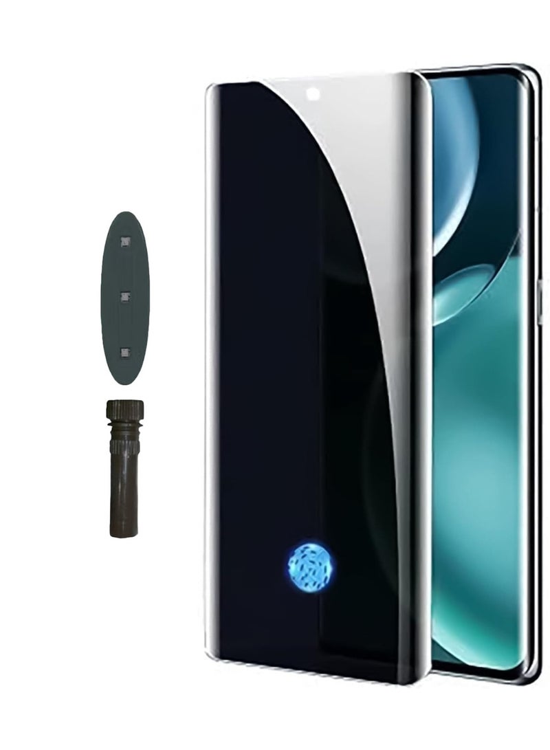 واقي شاشة للخصوصية لهاتف شاومي ريدمي نوت 14 برو، زجاج مقاوم للأشعة فوق البنفسجية، يدعم قارئ بصمة الإصبع، زجاج مقوى ثلاثي الأبعاد منحني مضاد للتجسس